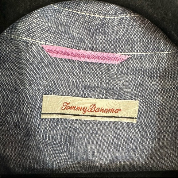 Tommy Bahama Men’s Short Sleeve Chambray Linen Button Front Shirt Sz XXL GUC - Picture 3 of 8